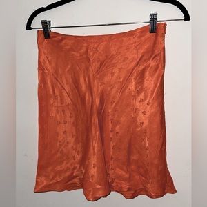 Zara | Orange Floral Satin Mini Skirt | Small